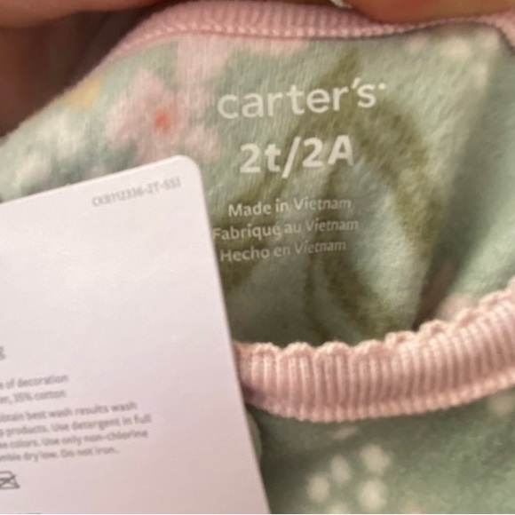 Carter's 2-Pack 1-Piece Fleece Sleepwear | Llamas Flowers Sage Green | Size 2T - Picture 7 of 7